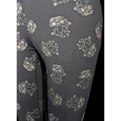 Terez x Keith Haring Black And Silver Robot Leggings Size XS