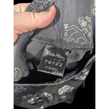 Terez x Keith Haring Black And Silver Robot Leggings Size XS