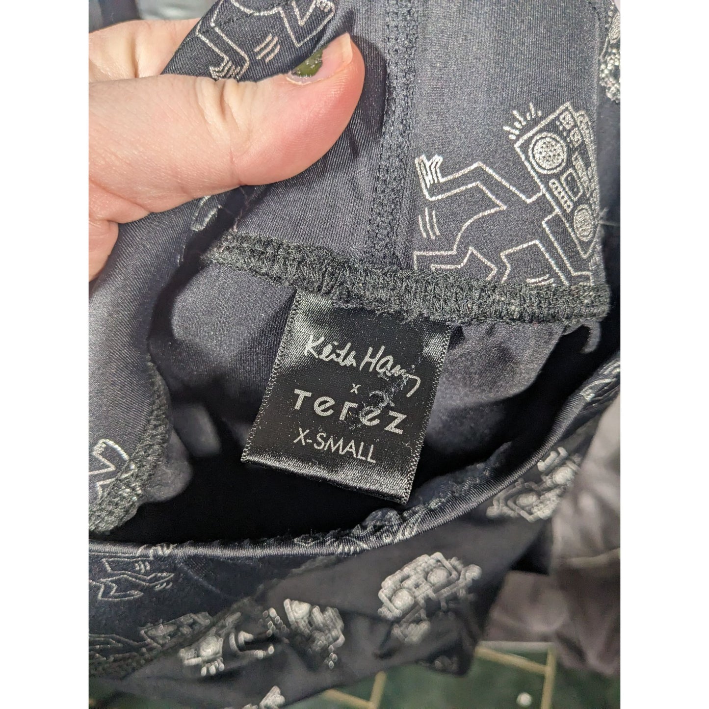 Terez x Keith Haring Black And Silver Robot Leggings Size XS