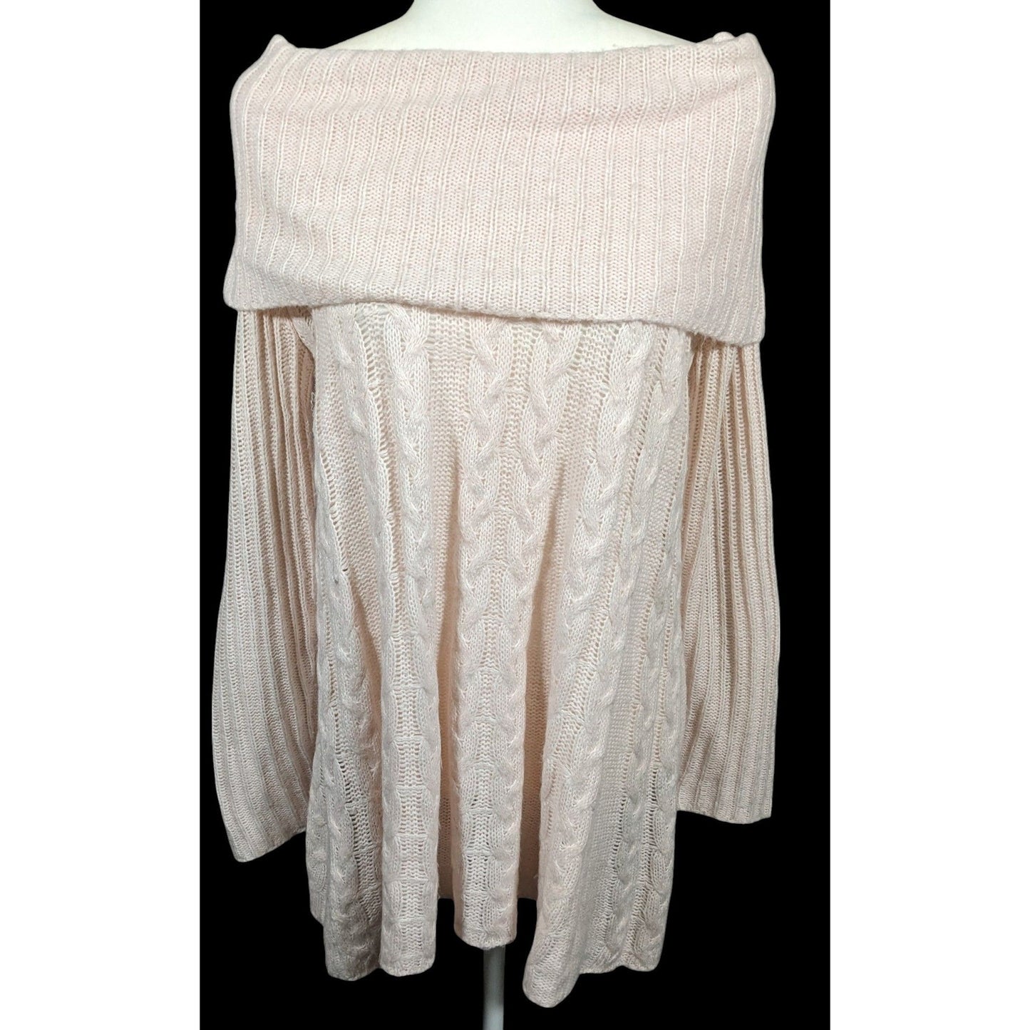 NorthStyle Pastel Pink Cable Knit Off Shoulder Mini Dress Size Small