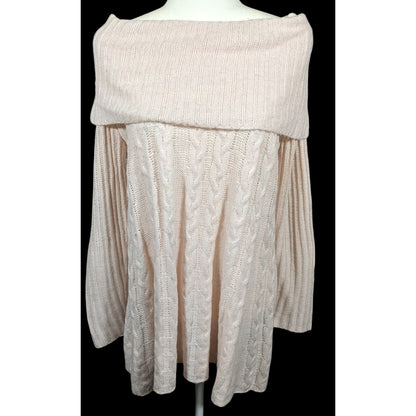 NorthStyle Pastel Pink Cable Knit Off Shoulder Mini Dress Size Small