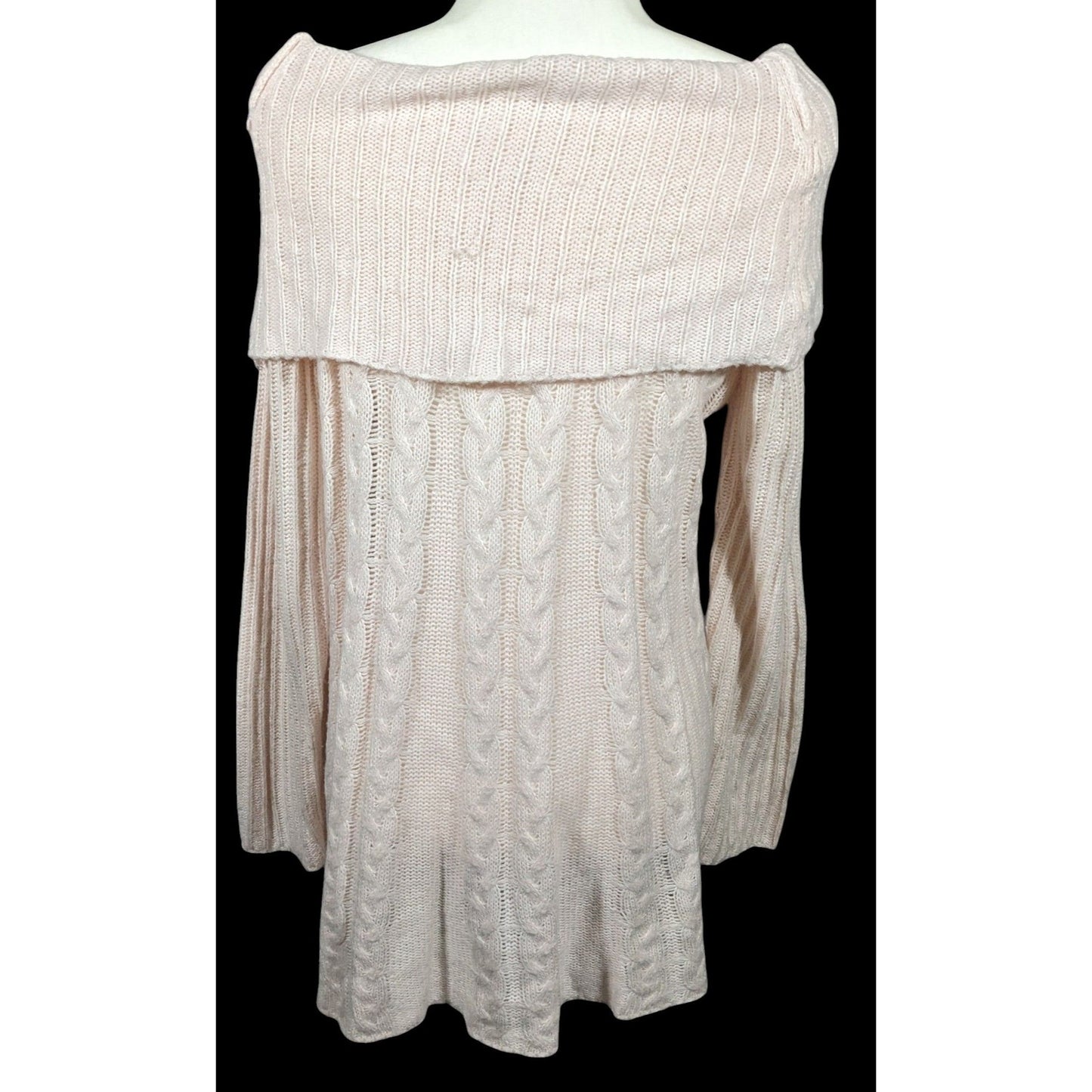 NorthStyle Pastel Pink Cable Knit Off Shoulder Mini Dress Size Small