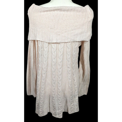 NorthStyle Pastel Pink Cable Knit Off Shoulder Mini Dress Size Small