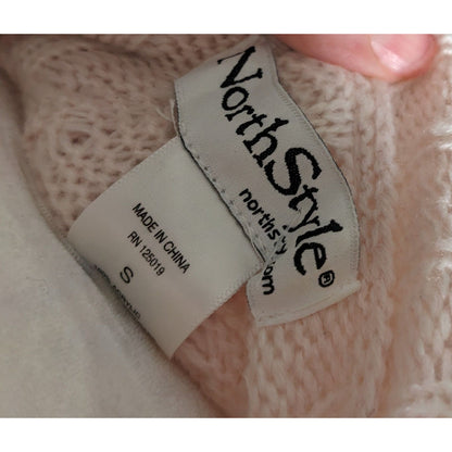 NorthStyle Pastel Pink Cable Knit Off Shoulder Mini Dress Size Small