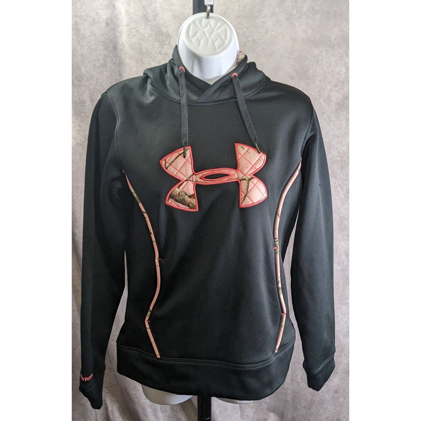 Under Armour Storm Womens Black Hoodie Pink Camo Logo Size Small
