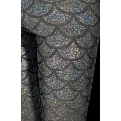 Emily Hsu Black Prismatic Rainbow Fish Scale Cropped Legging Size Small