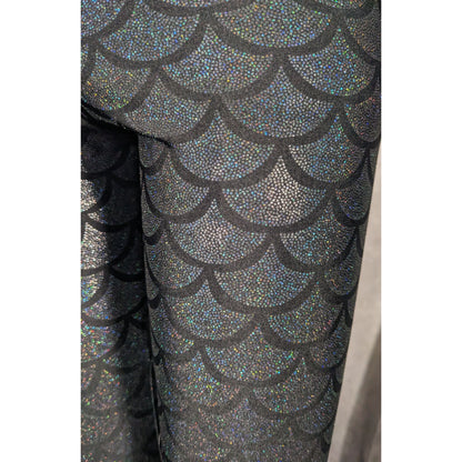Emily Hsu Black Prismatic Rainbow Fish Scale Cropped Legging Size Small