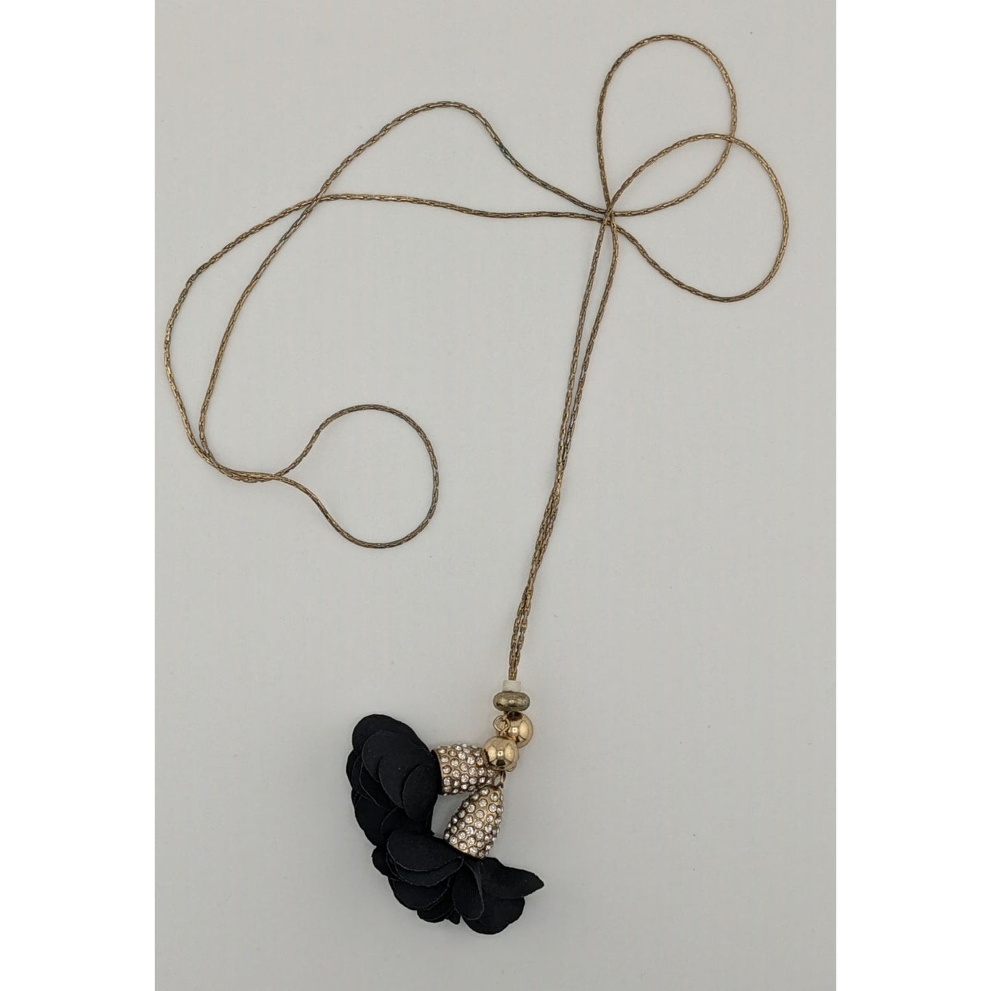 INC International Concepts Floral Rhinestone Lariat Necklace