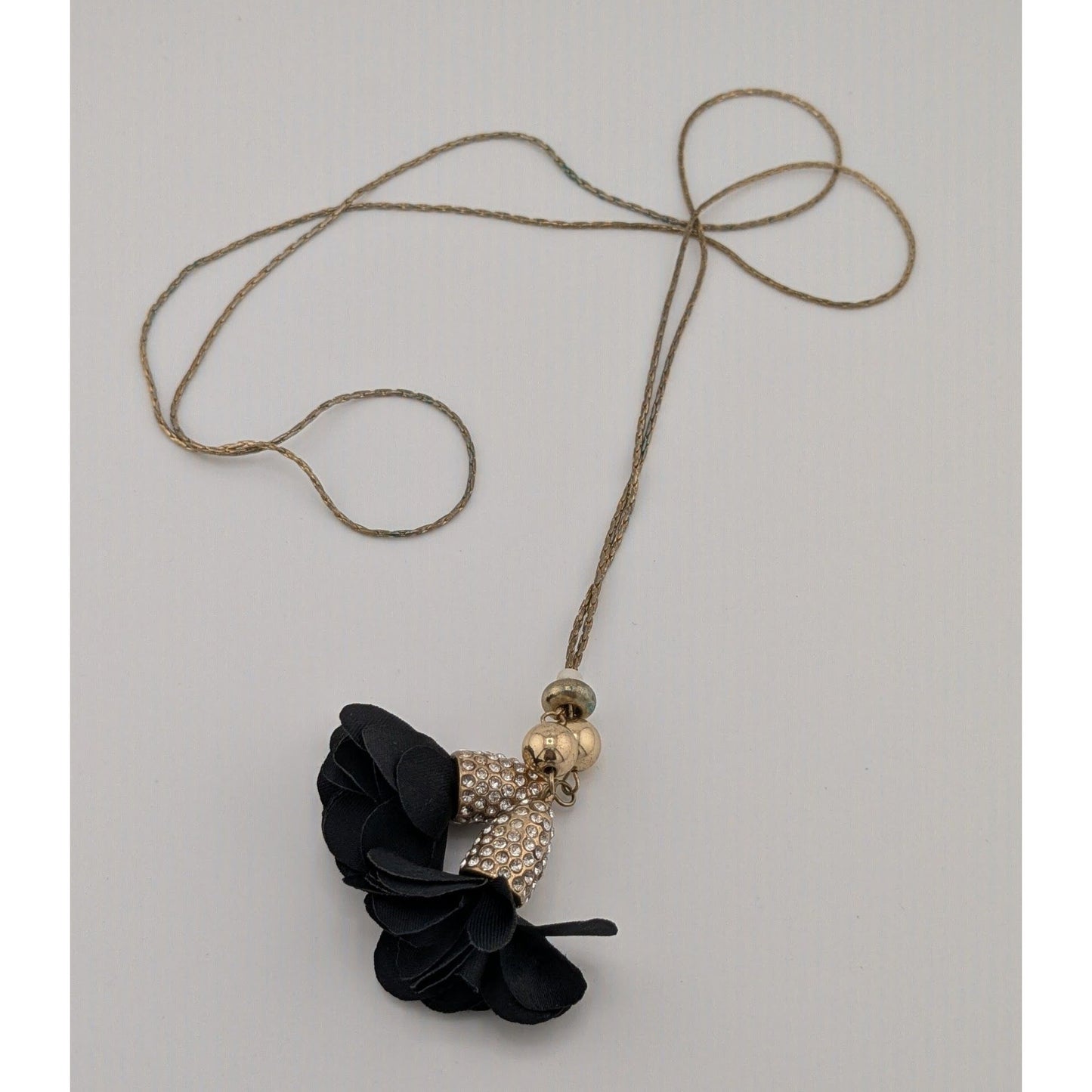 INC International Concepts Floral Rhinestone Lariat Necklace