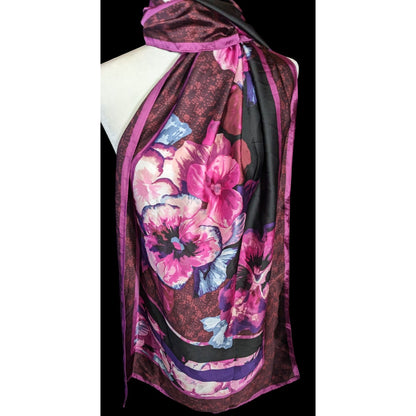 White House Black Market Viola Scarf Cabernet Purple Floral
