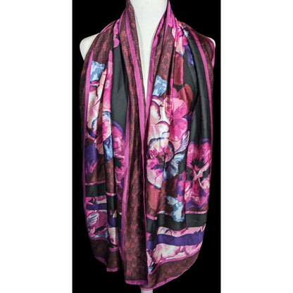 White House Black Market Viola Scarf Cabernet Purple Floral