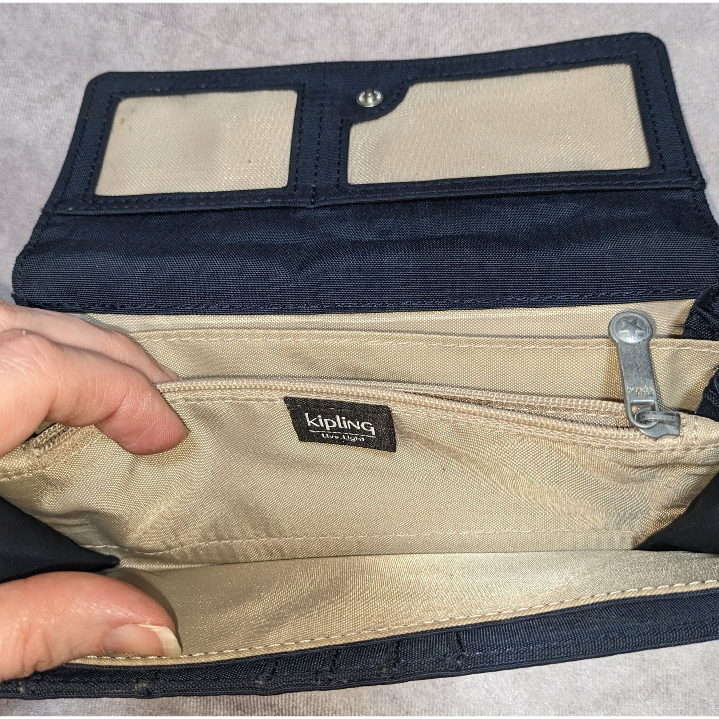 Preppy Sporty Kipling Navy Nylon Wallet