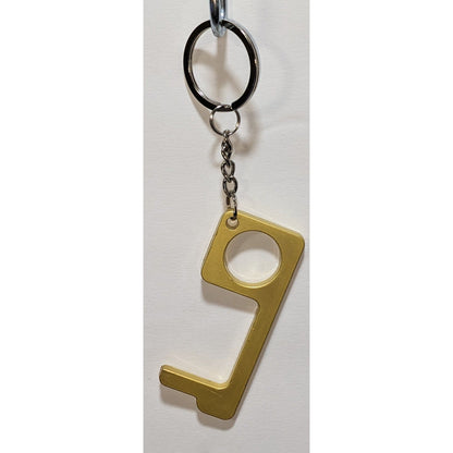 No-Touch Gold Door Opener Keychain With Keyring