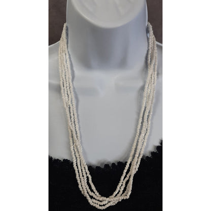 Vintage White Glass Beaded Multi-Strand Necklace
