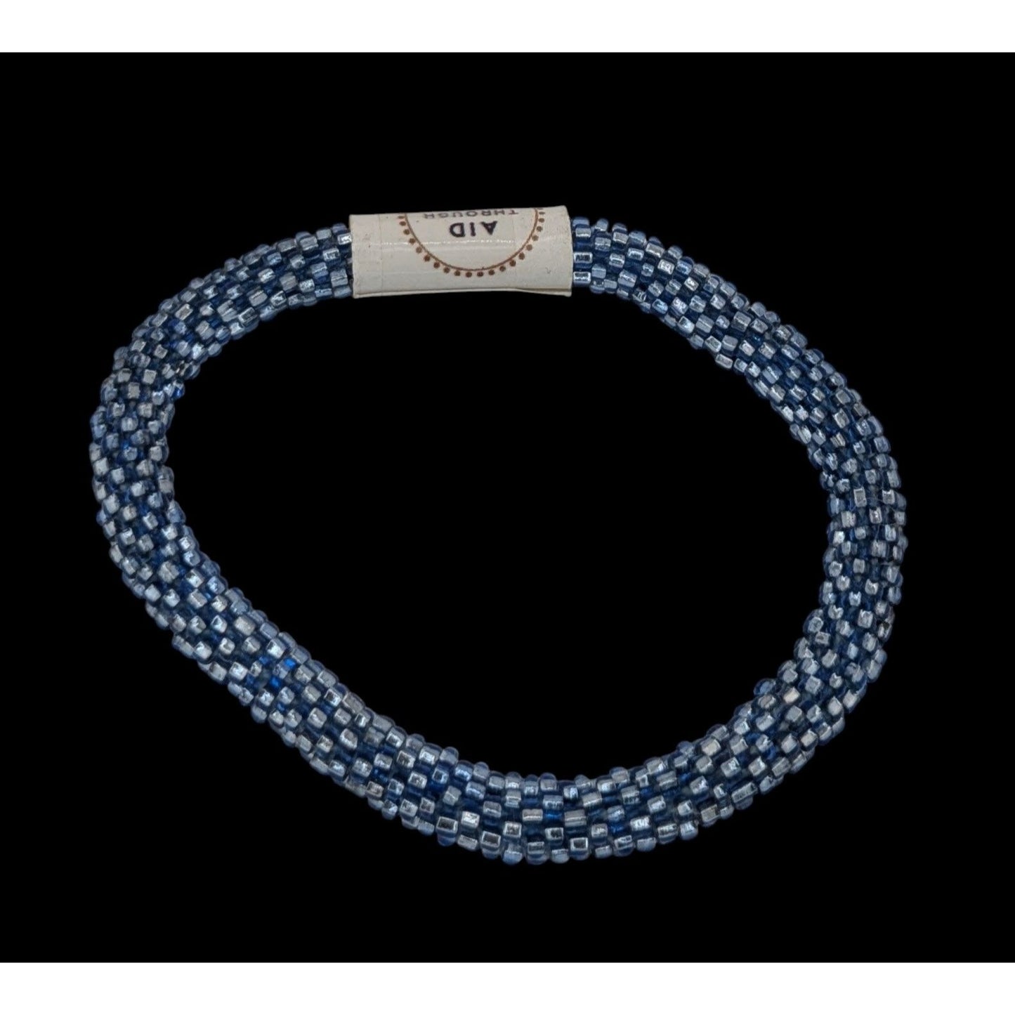 Aid Through Trade Roll-On Bracelet Navy Blue Glass Beads Handmade Nepalese Jewelry