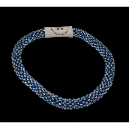 Aid Through Trade Roll-On Bracelet Navy Blue Glass Beads Handmade Nepalese Jewelry