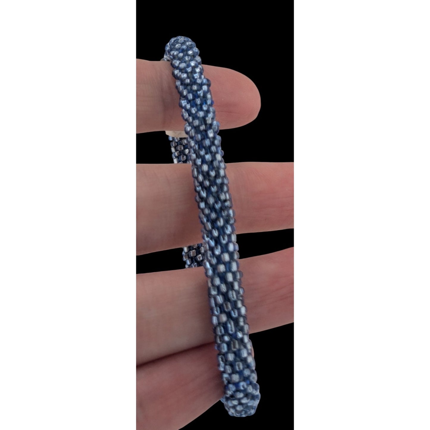 Aid Through Trade Roll-On Bracelet Navy Blue Glass Beads Handmade Nepalese Jewelry