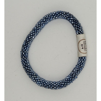 Aid Through Trade Roll-On Bracelet Navy Blue Glass Beads Handmade Nepalese Jewelry
