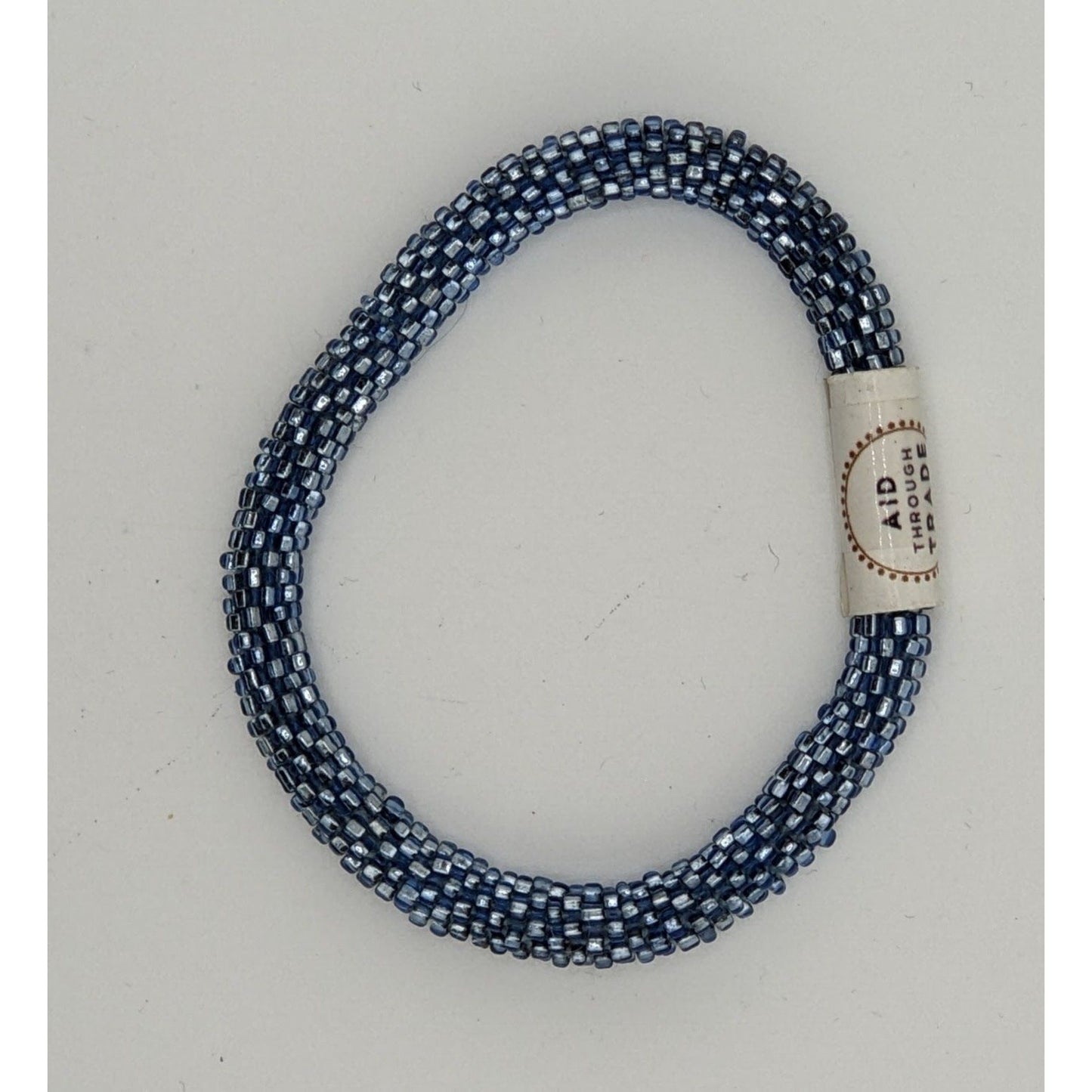 Aid Through Trade Roll-On Bracelet Navy Blue Glass Beads Handmade Nepalese Jewelry