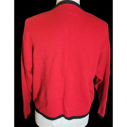 Vintage Tally-Ho Creation Red And Black Knit Sweater