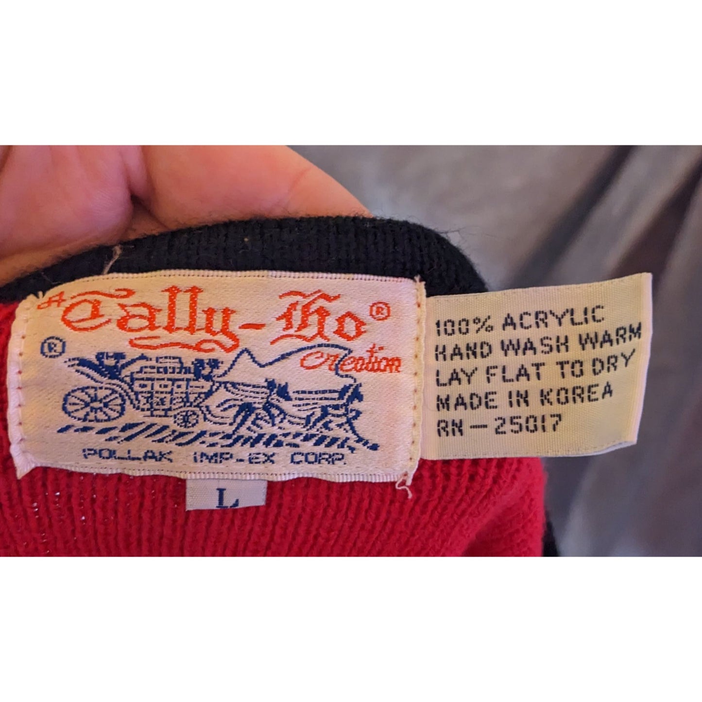 Vintage Tally-Ho Creation Red And Black Knit Sweater