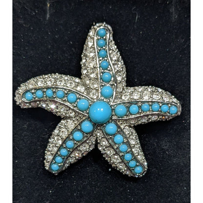 Stella & Dot Mermaidcore Blue And Silver Tone Starfish Brooch/Pendant