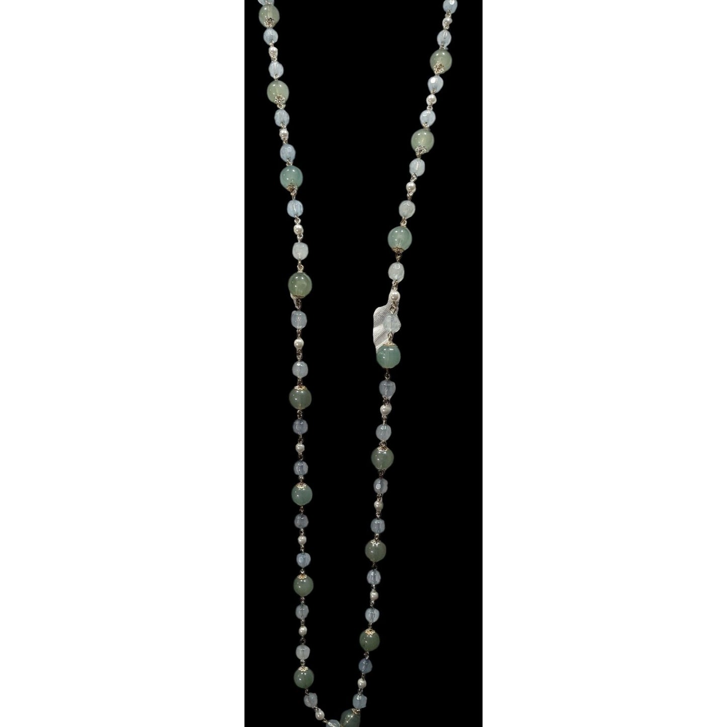 Vintage Retro Muted Blue And Green Beaded Necklace