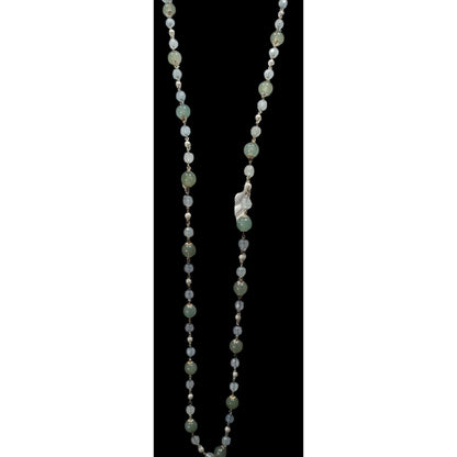 Vintage Retro Muted Blue And Green Beaded Necklace