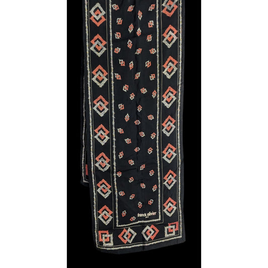 Franck Olivier Paris Vintage Black Scarf With Geometric Patterns