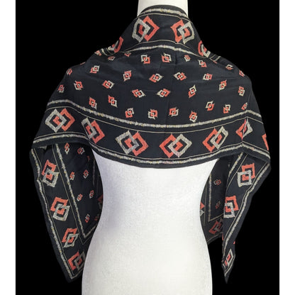Franck Olivier Paris Vintage Black Scarf With Geometric Patterns