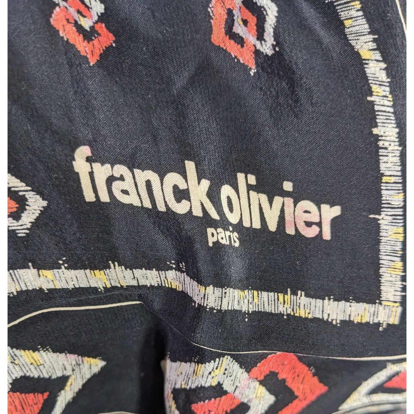 Franck Olivier Paris Vintage Black Scarf With Geometric Patterns