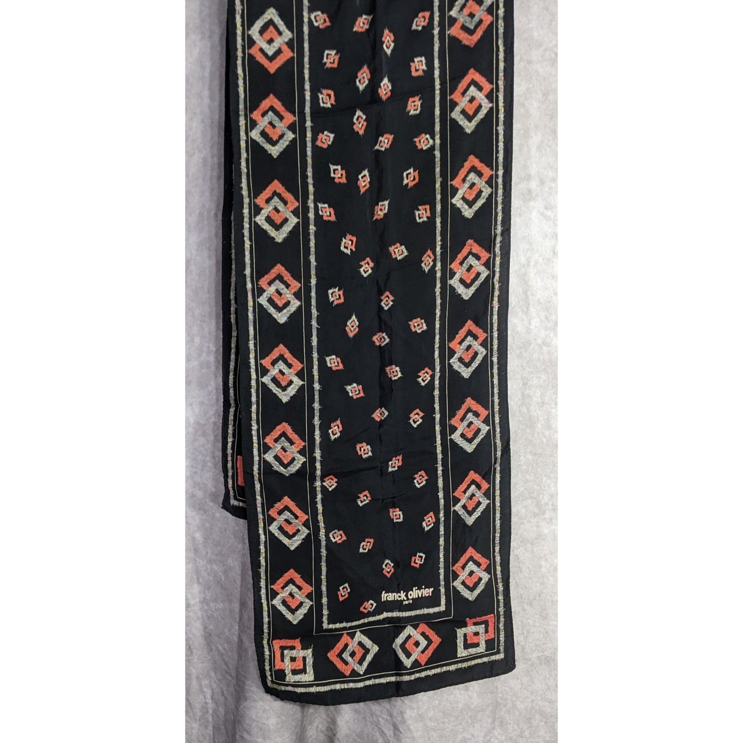 Franck Olivier Paris Vintage Black Scarf With Geometric Patterns