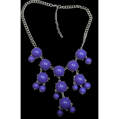Purple Y2K Bubble Statement Necklace With Silver Tone Chain