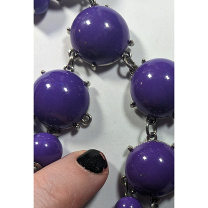 Purple Y2K Bubble Statement Necklace With Silver Tone Chain