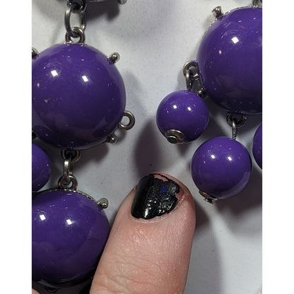 Purple Y2K Bubble Statement Necklace With Silver Tone Chain