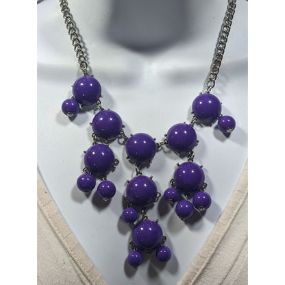 Purple Y2K Bubble Statement Necklace With Silver Tone Chain