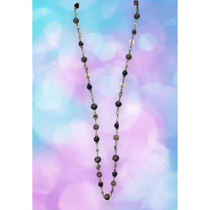 NY Collection Gothic Glam Black Clear Beaded Long Station Necklace 37 Inch