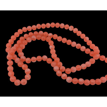 Boho Retro Vintage Salmon Pink Marbled Beaded Long Strand Necklace