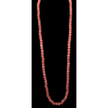 Boho Retro Vintage Salmon Pink Marbled Beaded Long Strand Necklace