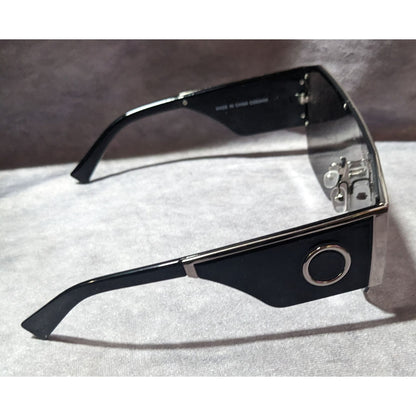 CG Futuristic Silver Tone Mirror Finish Flat Top Chunky Sunglasses