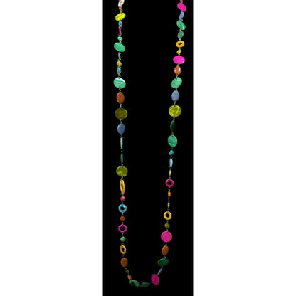 Vintage Retro Rainbow Shell Disc Beaded Necklace