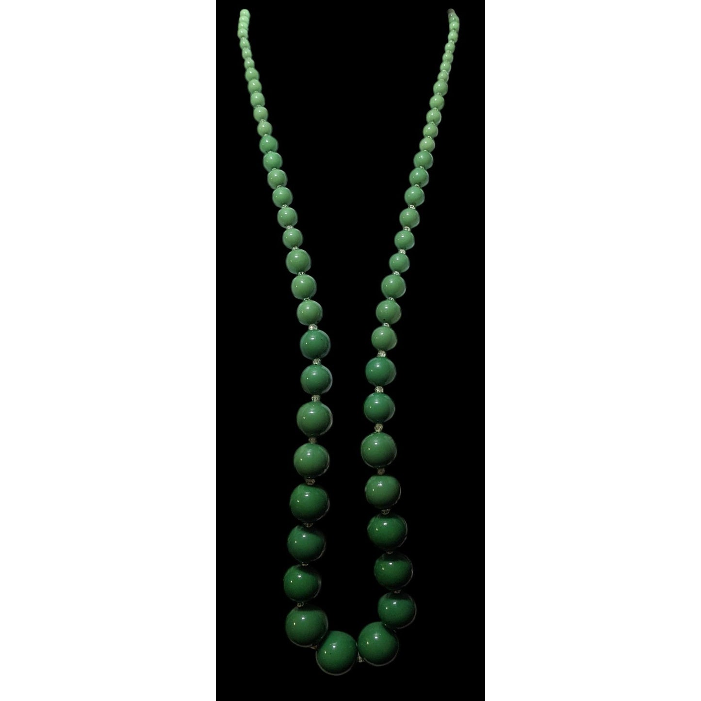 Vintage Graduated Chunky Green Beaded Necklace