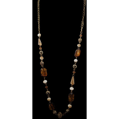 Retro Glam Honey Glass Beaded Chain Necklace
