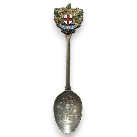 Vintage Heraldic Silver Plated London Big Ben Souvenir Spoon 4 1/2 Inch