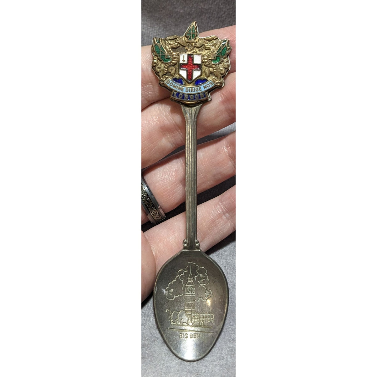 Vintage Heraldic Silver Plated London Big Ben Souvenir Spoon 4 1/2 Inch